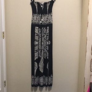 Halt Maxi dress in black and white.